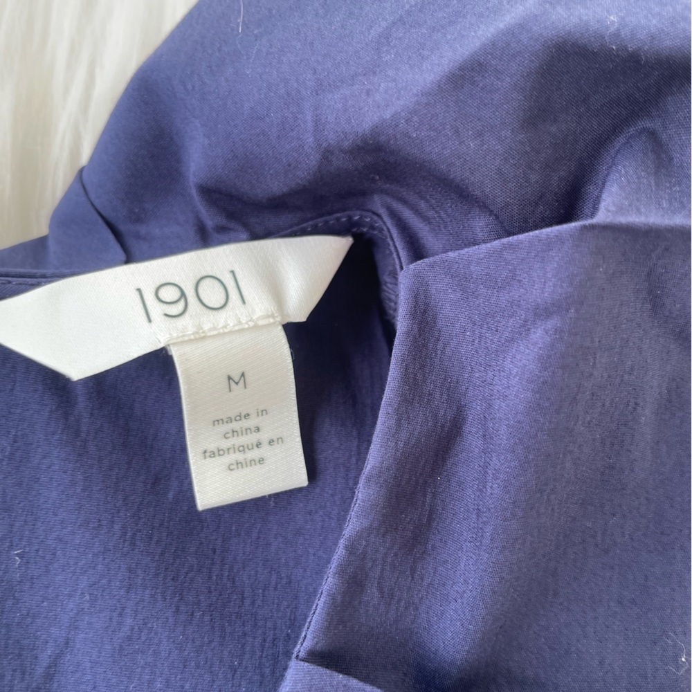 NWT - 1901 - Nordstrom's - Women's Ruffled Blouse - Navy - Size Medium - Picture 4 of 10